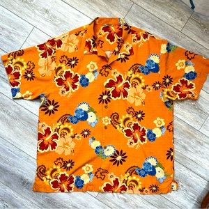 Tommy Bahama Mens Coral Floral Silk Button Down Shirt XL